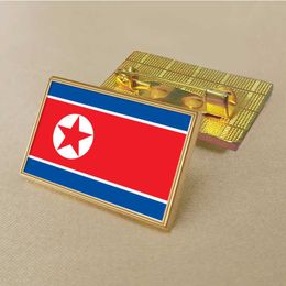 Party Korean Flag Pin 2.5*1.5cm Zinc Die-cast Pvc Colour Coated Gold Rectangular Medallion Badge Without Added Resin