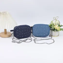 Waist Bags 2023 Fashion Denim Belt For Women High Quality Diamond Embedding Waistpack Cute Purse Chest Bag Chain Shoulder