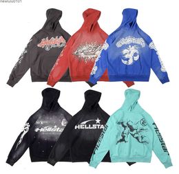hellstar hoodie designer hoodies sweatshirts long sleeve Vintage washed and distressed monogram print Thickened Athleisure sweaters Graffiti hoody hoodysSCV