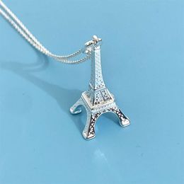Fashion designer tiff ring top T 925 Sterling Silver Eiffel Tower Pendant Fashionable and Personalised Necklace Women's Ornament