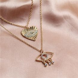 Pendant Necklaces Japanese And South Korean Style Combination Necklace Inlaid Crystal Love Eyes Modelling Temperament Personality Fashion