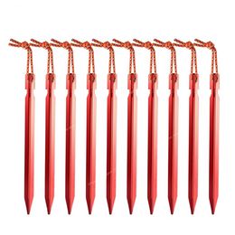 10Pcs/lot 18cm Aluminium Alloy Yard Canopy Tent Pegs Garden Stakes Ground Nail Heavy Duty With Reflective Cord Hammock Camping Tents SheltersTent Accessories