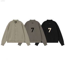 Parkas Coats 디자이너 Esstenials 재킷 가을과 겨울 New New Fog Double Thread Number 7word 플록 링 프린팅 남성 및 여성 느슨한 서있는 목 싱글 가슴 C