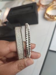 High Edition silver Designer 18k gold Plated diamond bangle bracelet Fashion Luxury Classic Famous Jewelry men women Party Wedding elegant gifts Birthday Holiday