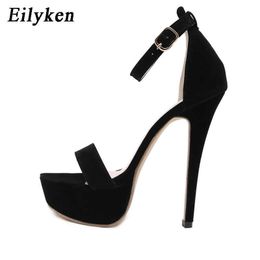 top Platform high heels Sandals Women summer stiletto Open toe Party Ladies shoes Sexy Ankle Strap Black Sandals Size 42 230306