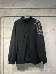Fashion Brand Bale fleece Jacket Coat Letter Logo Embroidered Loose Fleece Zipper Jacket Lightning Jacket for Men
