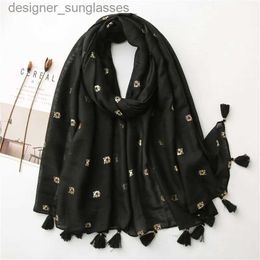 Scarves Scarf Fashion Gilded Female Cotton Hemp Spring And Autumn Long Korean Versatile Thin Winter Shl Sunscreen ScarfL231101