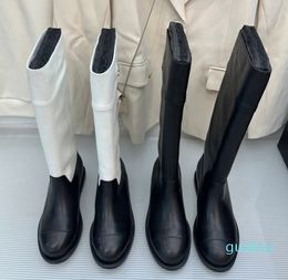2023 Boots Low Heels Knee High Boots Natural Cow Suede Designer Shoes