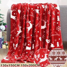 Blankets Super Soft Christmas Prints Fleece Plush Blanket Warm Flannel Throws for Winter Bedding Sofa Chair Snowflake Xmas Home Decor 231031