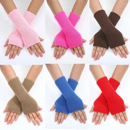 Knee Pads Half Finger Gloves Women Winter Soft Glove Thickened Warm Wool Knitting Arm Sleeve Short Fingerless Mittens Men