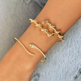 Bangle Gold Plated Fashion Women Jewellery Micro Pave CZ Cool Lovely Animal Design Wrap Open Bracelet