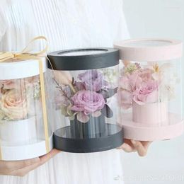 Gift Wrap Korean-style Round Hand-held Flower Box PVC Transparent Arrangement Wedding Supplies For Guests