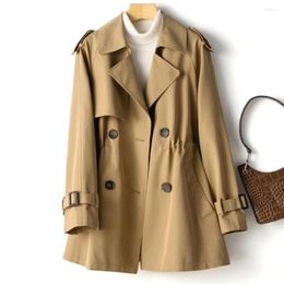 Women's Trench Coats 2023 Women Windbreaker Medium Long Jacket For Spring Autumn Clothes Waistband British Fashion Plus Size Oversize