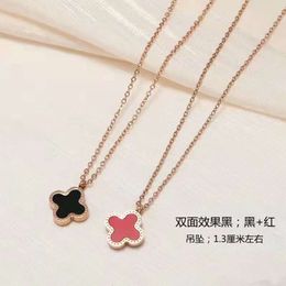 clover necklace 18k titanium steel tiktok same style clavicle chain doublesided rose gold doublesided four leaf clover female luxury temperament necklace