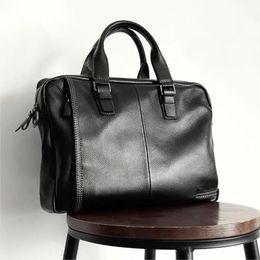 Briefcases Men's Leather Briefcase Business Handbags File Bags Computer Bags Head Office Bags Large Capacity 231101