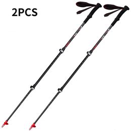 Ski Poles Ultralight Walking Sticks Trekking Pole Telescopic Ski Cane Carbon Fibre Crutch Outdoor Portable Hiking Camping Equipment 2PCS 231101