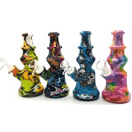 Cool Colorful Silicone Pipes Pagoda Style Bubbler Filter Portable Dry Herb Tobacco Handle Bowl Cigarette Holder Hookah Waterpipe Bong Smoking Tube DHL