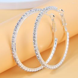 Hoop Earrings Women Earring Simple Fashion Big Circle Girls Trendy Rhinestone Dangle Punk Party Jewellery Gift 2023
