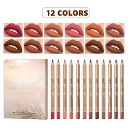 Lip Pencils 12 Colours Sexy Matte Lipstick Pencil Waterproof Lasting Lip Liner Pen Non-stick Cup Lip Liner Contour Pencil Beauty Makeup Sets 231031