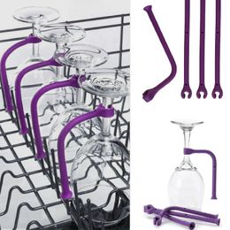 Stemware Racks 4 Pieces set of Flexible Silicone Saver Wine Fixed Rack Dishwasher Glass Bar Kitchen Tools 231101