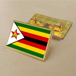 Party Zimbabwe Flag Pin 2.5*1.5cm Zinc Die-cast Pvc Colour Coated Gold Rectangular Rectangular Medal Badge Without Added Resin