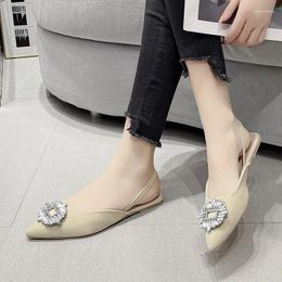 Sandals Women Shoes Summer Pointed Toe Diamond Woman Flats Back Strappy Ladies Mules Sandalias De Mujer