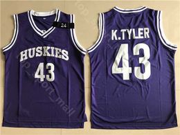 College Basketball Kenny Tyler Jerseys 43 Men The 6th Man Movie Huskies Jerseys Marlon Wayans University Purple Team Color For Sport Fans