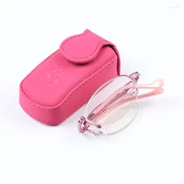Sunglasses Portable Pink Folding Reading Glasses Women Eye Protection Eyeglass With Case Anti Blue Presbyopic Gift For Old