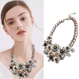 Chains Women Floral Chain Crystal Statement Bib Big Chunky Necklace Collar Fashion Mens Large Pendant Necklaces For