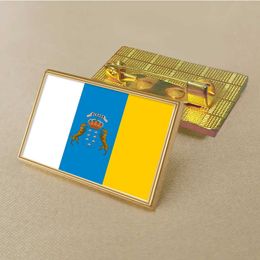 Party Canary Islands Flag National Flag Pin 2.5*1.5cm Zinc Die-cast Pvc Colour Coated Gold Rectangular Rectangular Medallion Badge Without Added Resin