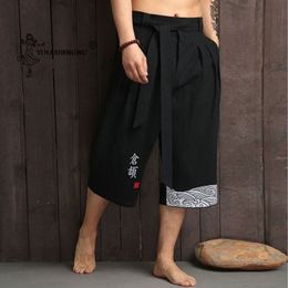 Ethnic Clothing Japanese Kimono Traditional Pants Men Asian Bath Pant Casual Loose Male Japan Style Yukata Trousers Linen Cropped 230331