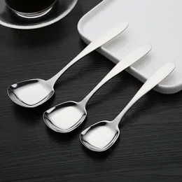 Spoons Big Spoon Large Square Handle Stainless Steel Serving Long Soup Kitchen Flatware Drop