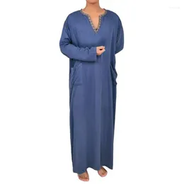 Men's Sleepwear WENAM Cotton Robe Kaftan Thobe Tunic Pilgrim Shirt With Pockets High Quality Black Loungewear Night Gown