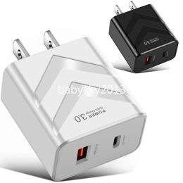 20W Quick Type c charger PD QC3.0 Dual Ports Eu US UK Wall Chargers For Iphone 12 13 14 IPad Samsung Tablet PC B1