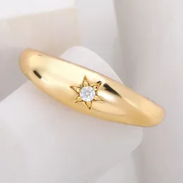 Cluster Rings Original Jewish Star Of David Ring Gold Color For Women Girls Simple Cubic Zirconia Rhinestone Hexagram Anillos