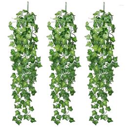Decorative Figurines 3 Pieces Artificial Hanging Ivy Vine 2.95 Feet Plants Wall Greenery For Indoor Outside Home Garden