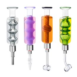 Vaping_Dream CSYC NC088 Smoking Pipes Coloured Cooling Oil Inside Dab Rig Glass Pipe 510 Quartz Ceramic Tip Quartz Banger Nail 45/90 Degree