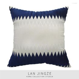 Pillow LAN JINGZE Blue White Patchwork Geometric Cover Embroidered Home Decorative Pillowcase Throw S For Living 45x45cm