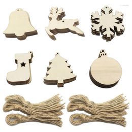 Christmas Decorations Creative DIY Crafts Carved Wood Chips Garland Decor 2023 Tree Festoon Pendant Xmas Home Hanging Ornaments