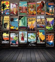 painting ANTIQUE TRAVEL Tin Signs Famous Countries Cities Vintage Wall Plaque Art Posters FG2168366649