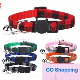 Top Fashion British Plaid Pet Cat Dog Collar Color Plaid Pet Supplies Factory Wholesale