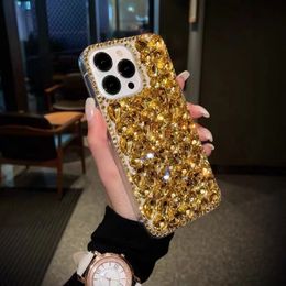 Luxury Bling Rhinestone Phone Case For iphone 15 14 13 12 11 Diamond Glitter Women Pink Cover