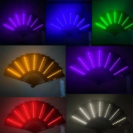 Air Conditioners Glow Folding Led Fan Dancing Light Night Show Halloween Christmas Rave Festival Accessories In The Dark Party Supplies 231101
