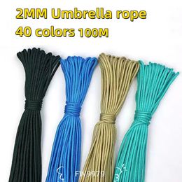 Climbing Ropes 100M Dia 2mm One Stand Cores Paracord For Survival Parachute Cord Lanyard Camping Climbing Rope Hiking Jewelry Making Wholesale 231101