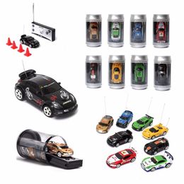 Electric RC Car 8 Colors Coke Can Mini RC Vehicle Radio Remote Control Micro Racing 4 Frequencies For Kids Presents Gifts 231031