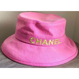 Chanles lady luxury Knitted hat Side Embroidery Letter Flat Top Denim Fisherman Hat Pink Blue New ProductWinter fashion wear