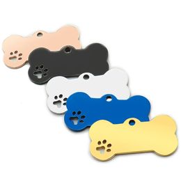 Cat Collars Leads Wholesale 20Pcs Personalised Collar Stainless Bone Pet ID Tag Engraved Name Puppy Dog Pendant Accessories 231031