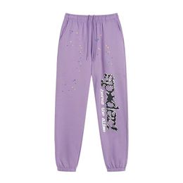 Tasarımcı Pantolon Y2K Erkek Pantolon SP5der Young Thug 555555 Erkek Kadın Pantolon Yüksek Kaliteli Köpük Baskı Örümcek Web Grafik Pembe Sweat Pens Y2K S-XL