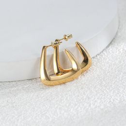 Hoop Earrings Minar Vintage Jewellery Shiny Geometric For Women Wholesale 14K Gold Plated Brass Chunky Earring Oorbellen