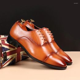 Dress Shoes Top Quality Men Lace Up Derby Fashion Business Leather Design Men's Wedding Footwear